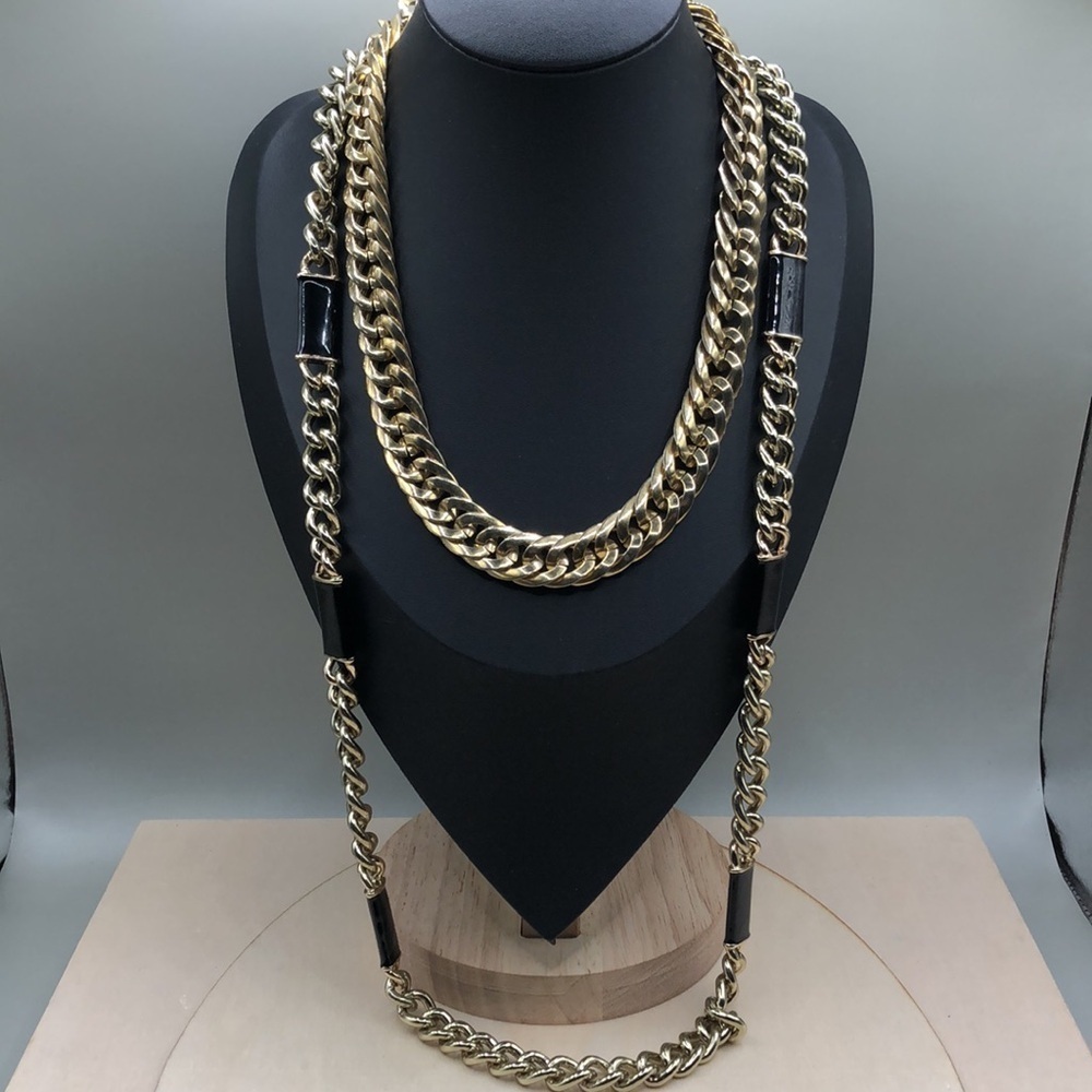 Curated bundle chunky chain layered look necklaces Banana Republic + Vintage